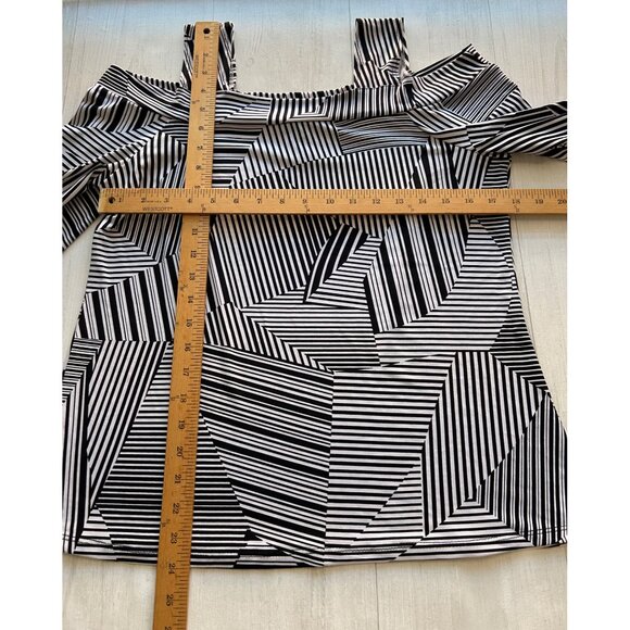 Clara Sun Woo Women's Geometric Striped Off-Shoulder Top Size M - Picture 6 of 7